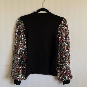 Sequin sleeve sweater